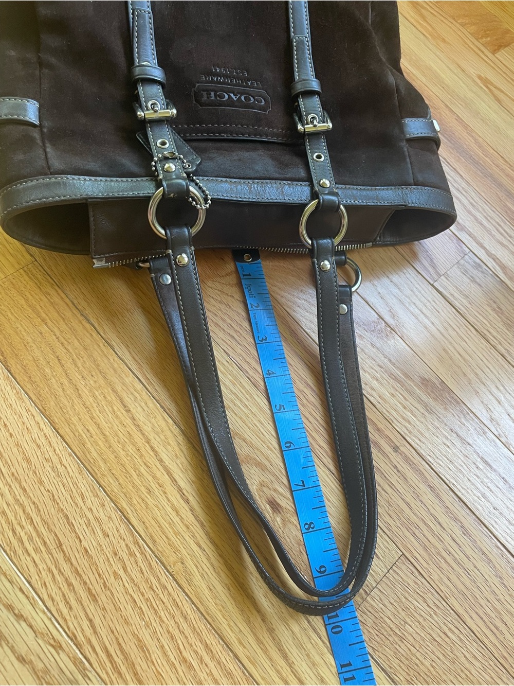 Coach Chocolate Brown Suede “Lunch Bag” with Leather Trim Y2K - Picture 5 of 12
